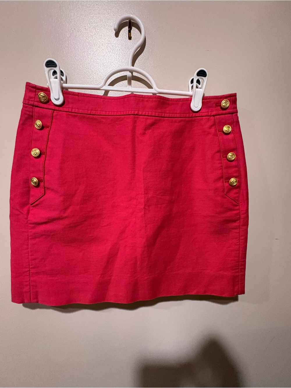 J Crew Pink/Red Skirt with Gold Buttons | Sz 4